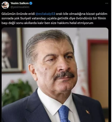 yesim salkim dan fahrettin koca nin istifa haberine isyan hakkimi helal etmiyorum